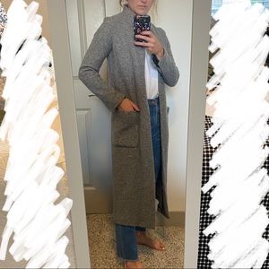 Zara Grey Long Tweed Coat X-Small